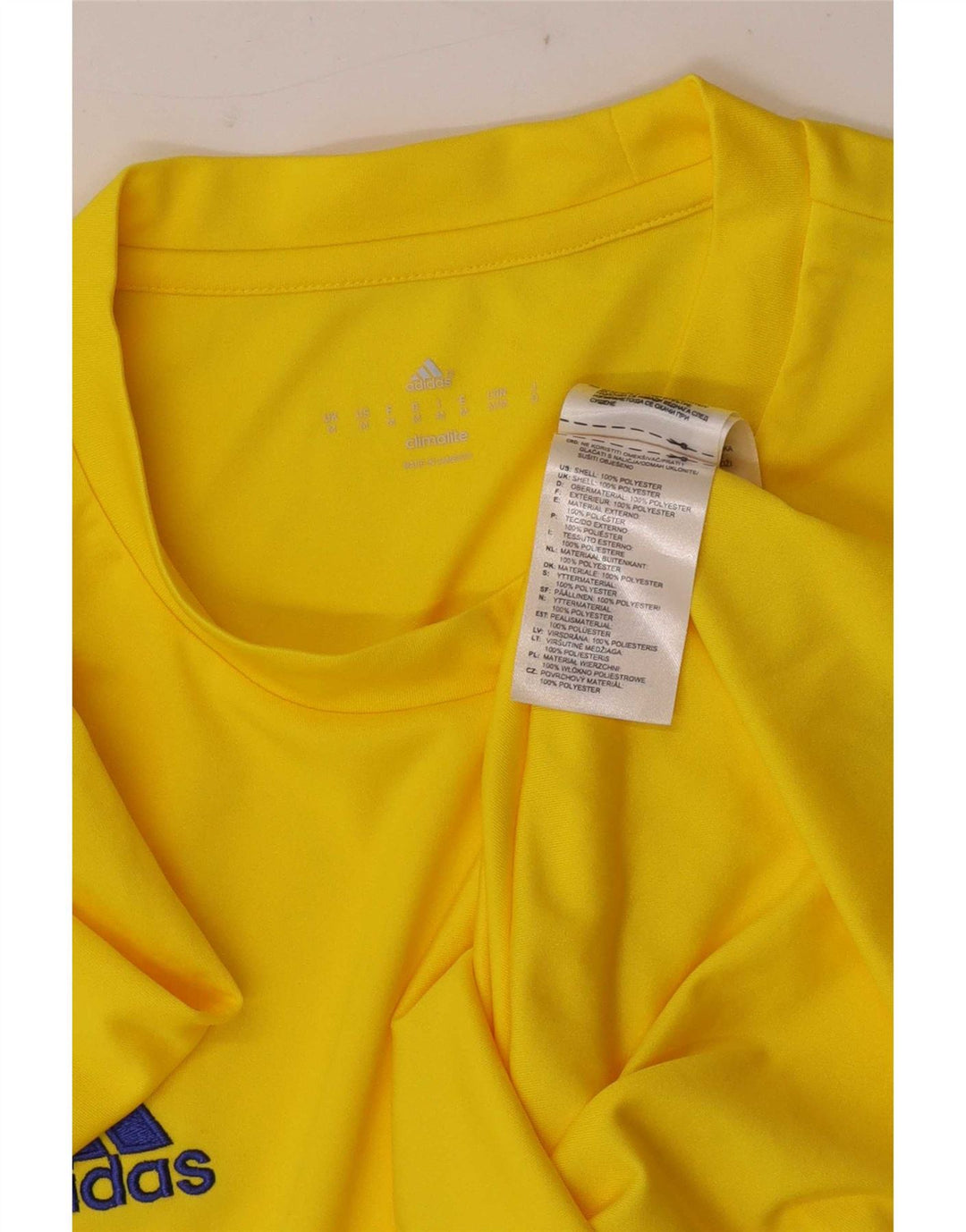 Adidas Mens Climalite Camiseta Top Médio Poliéster Amarelo