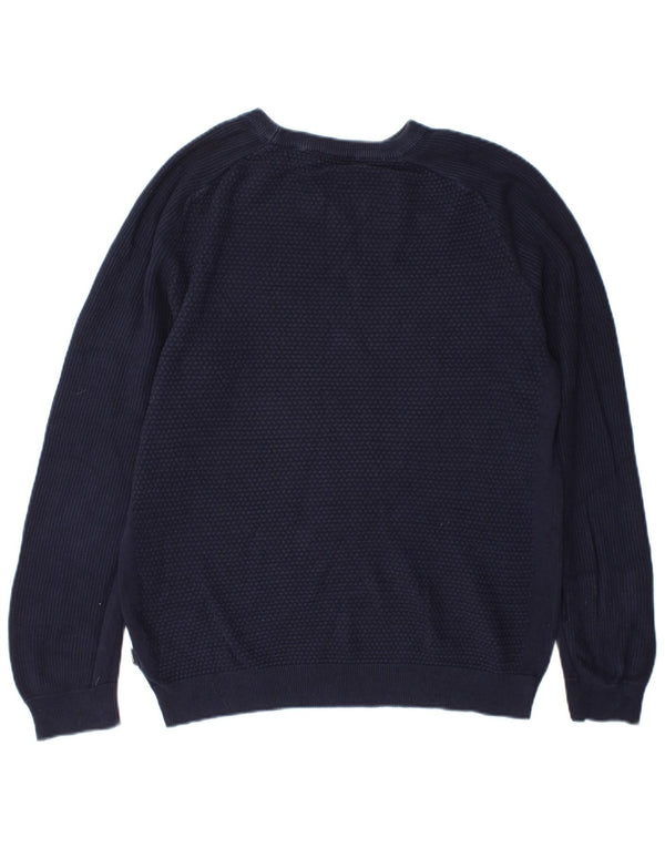 Suéter masculino Jack & Jones com gola redonda, algodão azul marinho médio