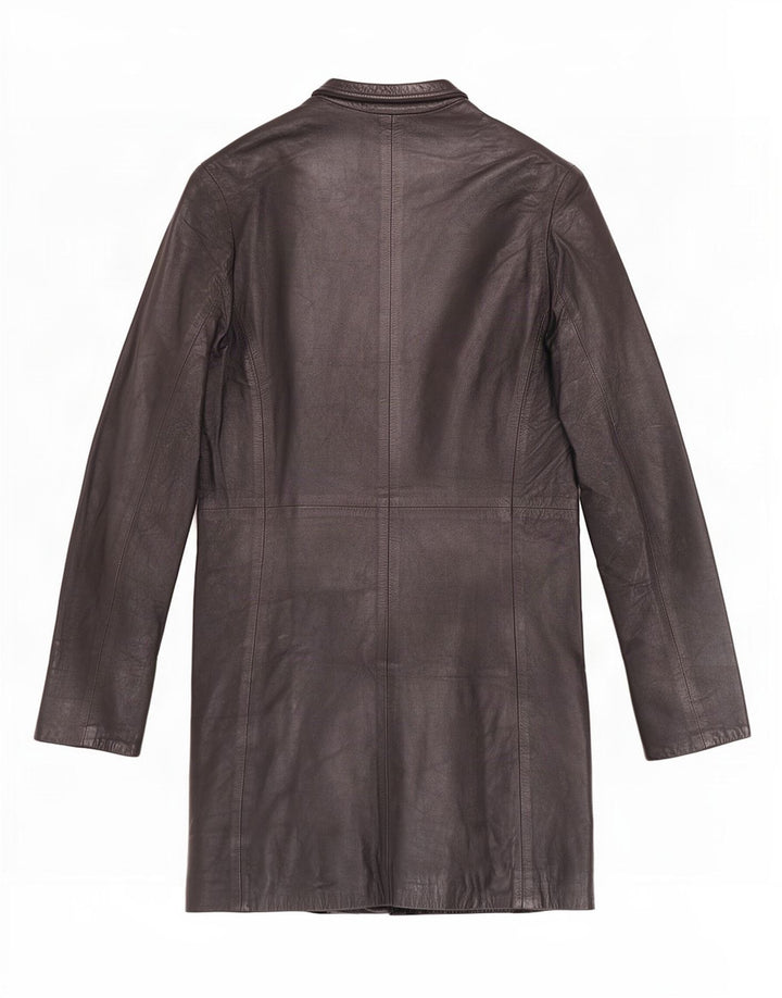 Casaco de couro feminino vintage IT 44 médio preto