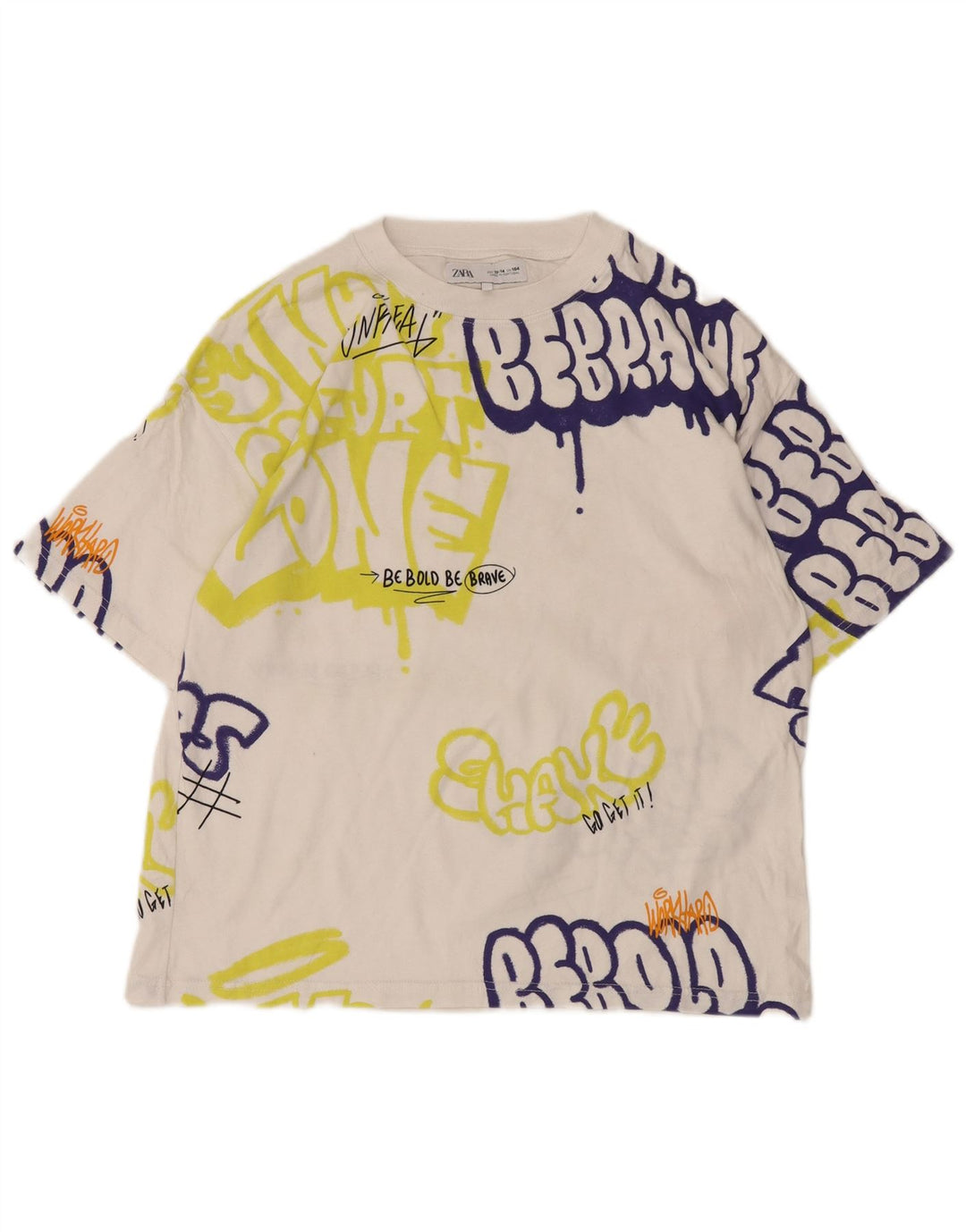 ZARA Boys Graphic T-Shirt Top 13-14 Anos Branco