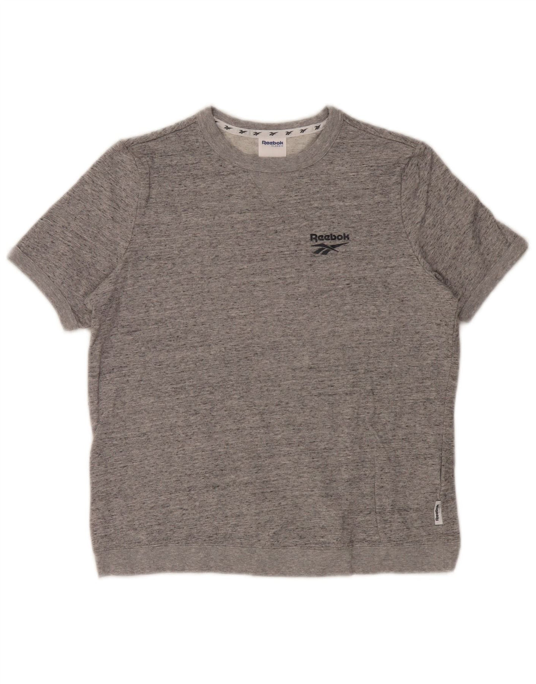 Camiseta feminina reebok oversized top uk 8/10 pequena cinza manchada