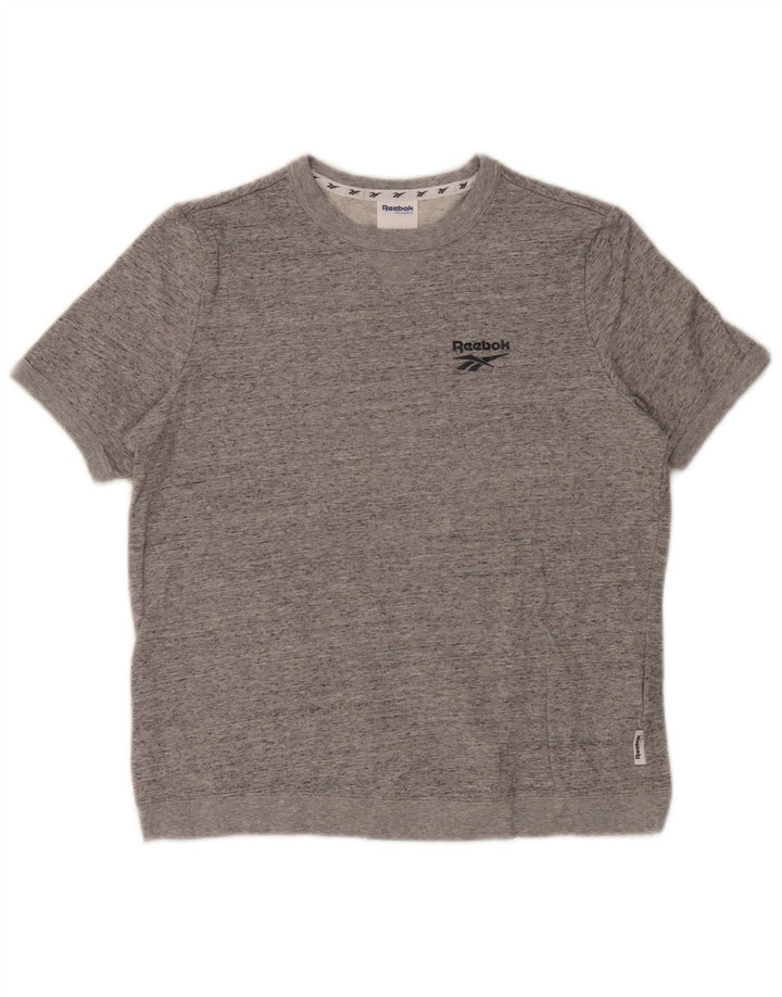 Camiseta feminina reebok oversized top uk 8/10 pequena cinza manchada