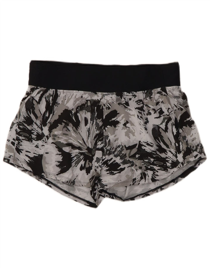 Shorts esportivos femininos UNDER ARMOUR com padrão abstrato UK 14 cinza grande