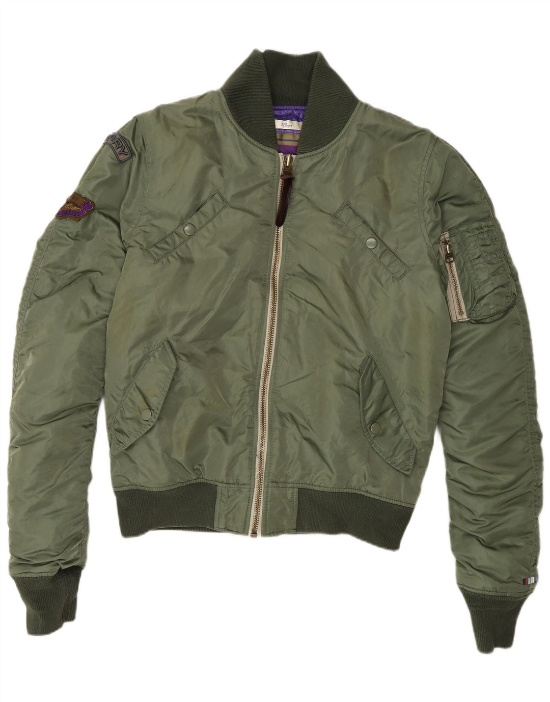 Jaqueta feminina SUPERDRY Flight Aviator Reino Unido 16 grande nylon cáqui