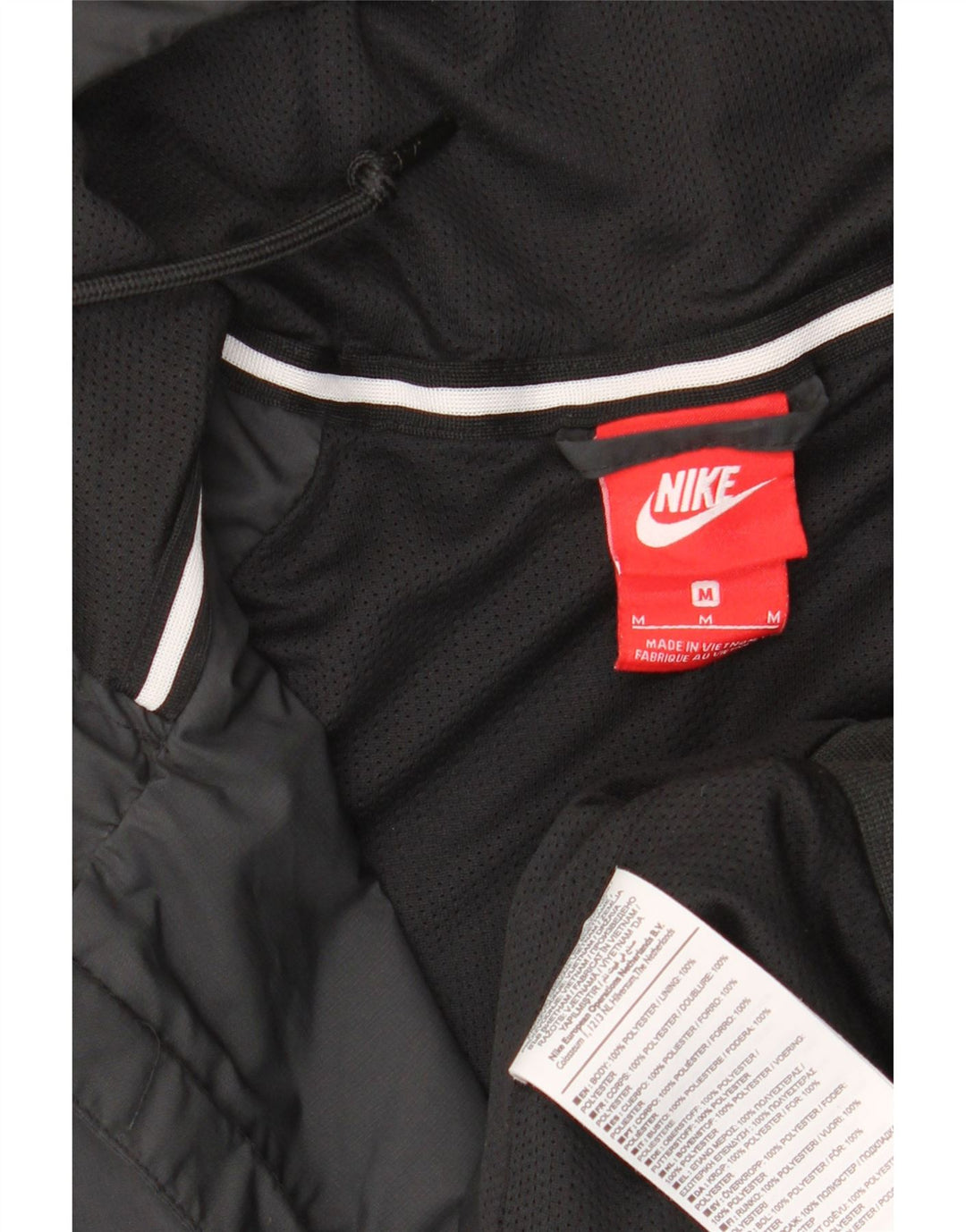 Jaqueta corta-vento masculina NIKE com capuz UK 38 poliéster preto médio
