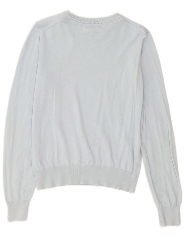 US Polo Assn. Suéter feminino com gola canoa UK 10 algodão azul pequeno