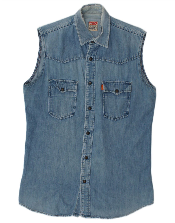 Camisa jeans masculina sem mangas Levi's pequena azul