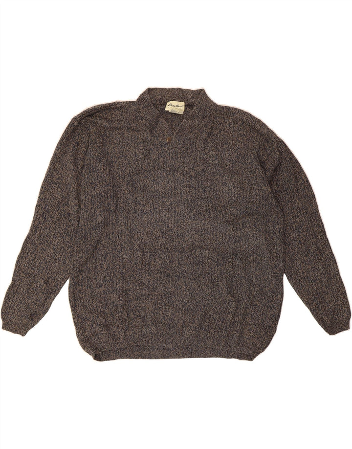 EDDIE BAUER Mens V-Neck Jumper Sweater XL Blue Flecked Cotton Vintage Eddie Bauer and Second-Hand Eddie Bauer from Messina Hembry 