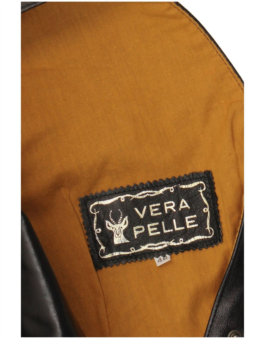 Colete de couro feminino VINTAGE IT 46 grande couro preto