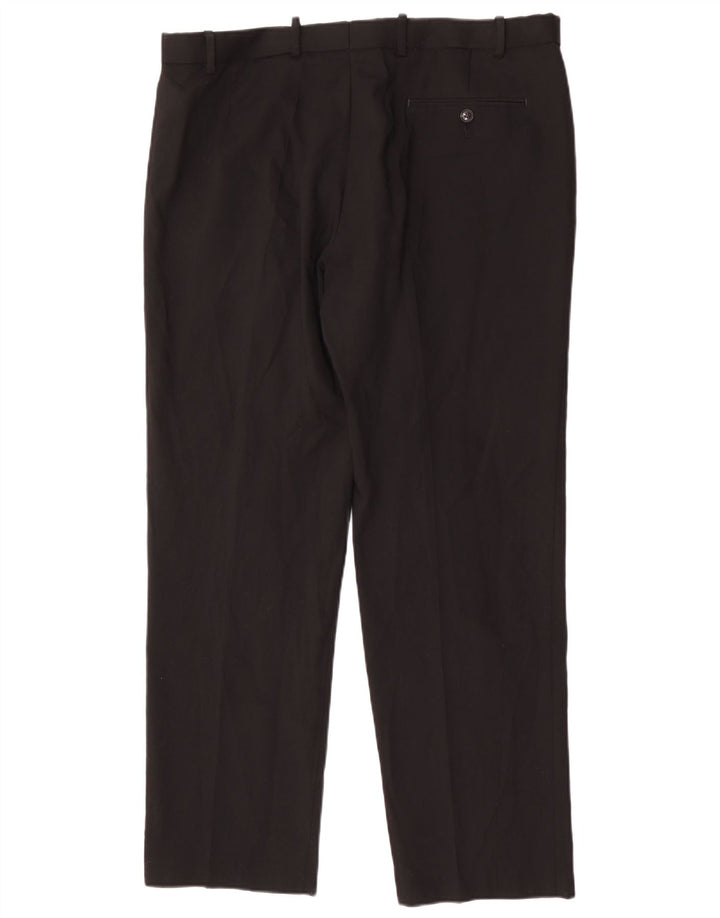 Calça masculina de ajuste regular Marks & Spencer W38 L31 lã preta
