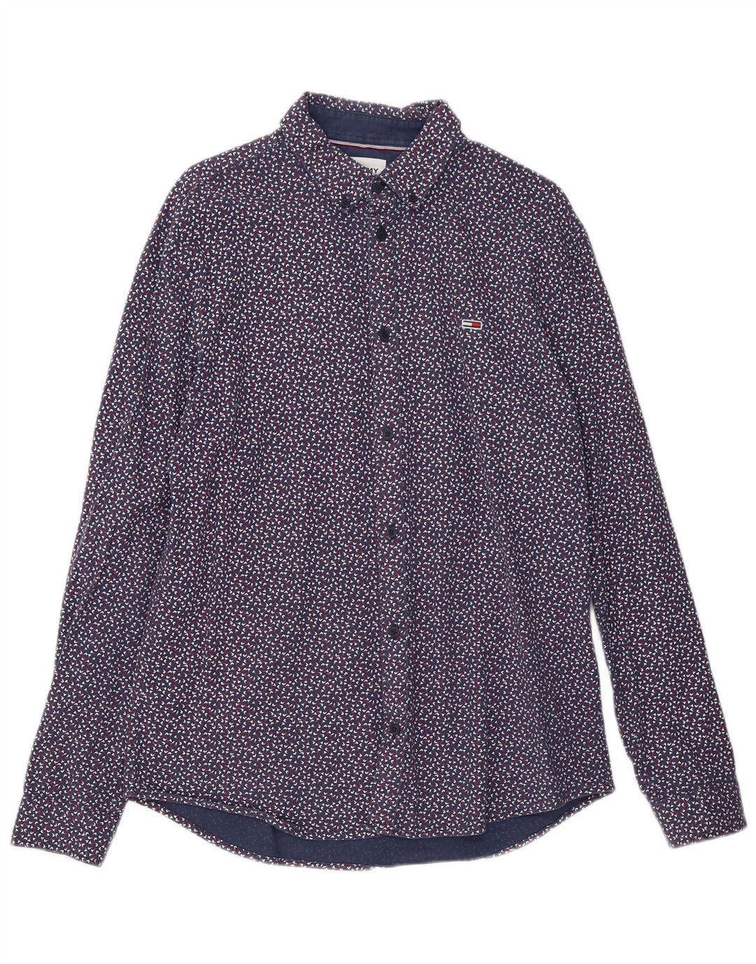 Camisa masculina Tommy Hilfiger grande algodão manchado azul marinho