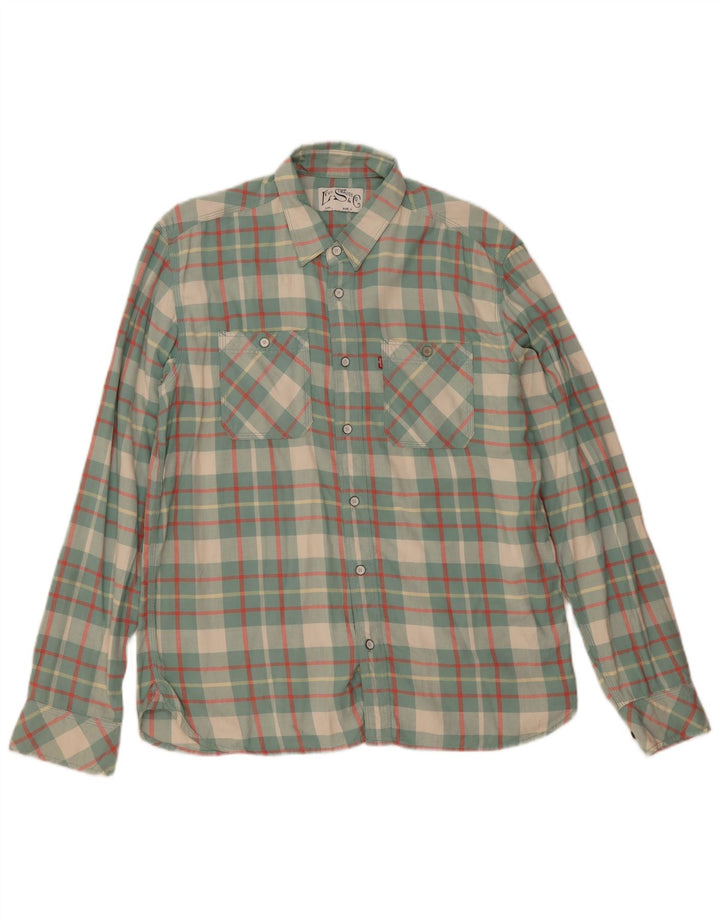 Camisa masculina de flanela Levi's grande algodão xadrez verde