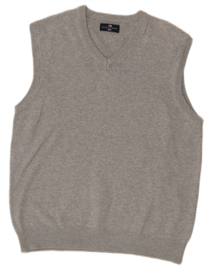 Regata masculina Marks & Spencer Blue Harbour Vest de algodão cinza médio