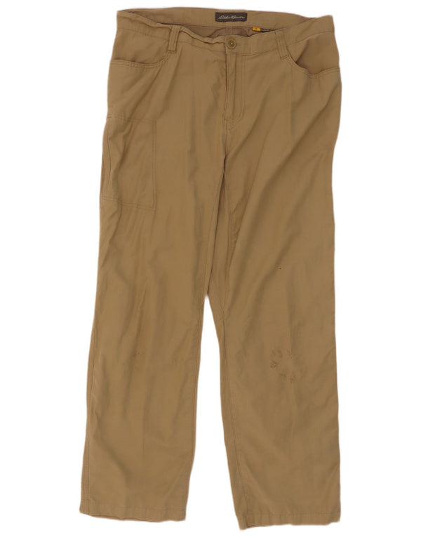 Calça casual reta masculina Eddie Bauer W36 L32 algodão cáqui
