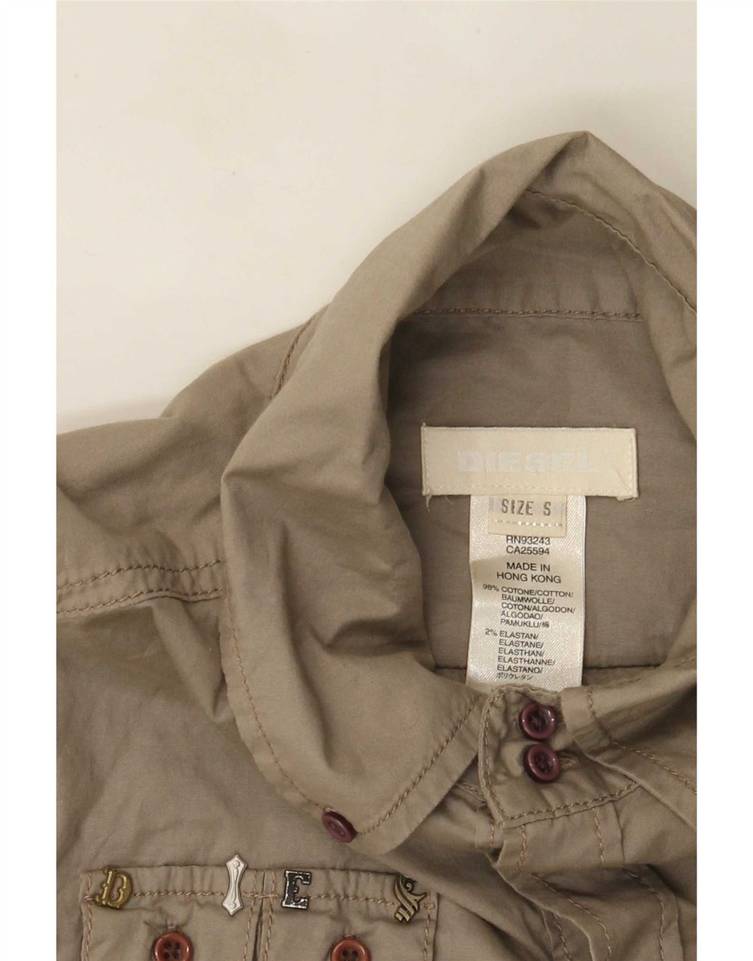 Camisa Diesel Mulher UK 10 Pequeno Algodão Cinza