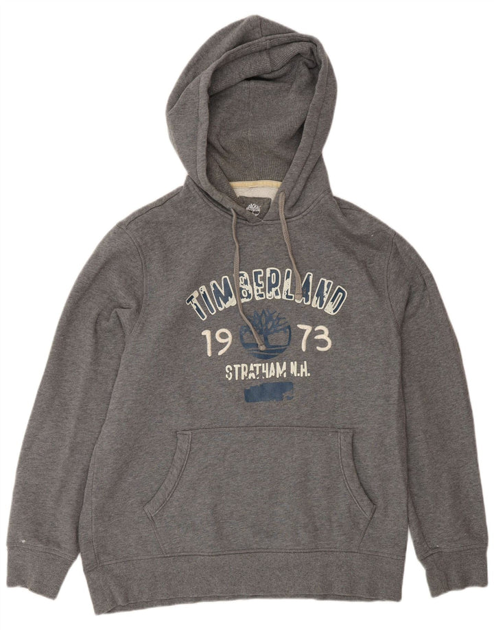 Suéter com capuz gráfico masculino Timberland cinza médio