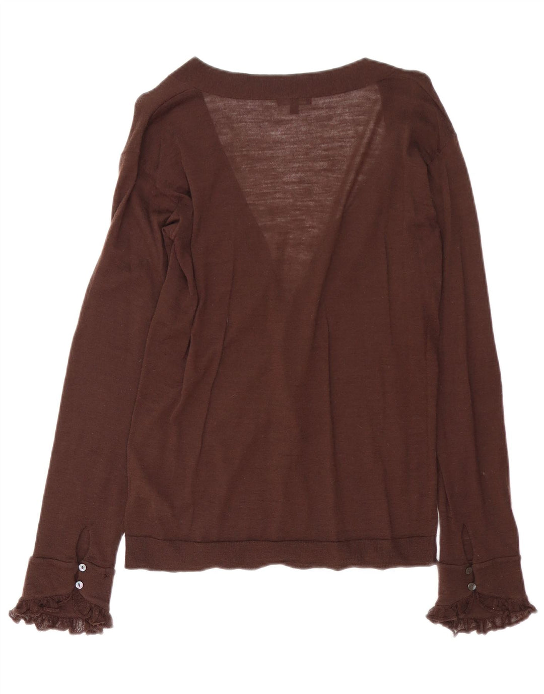 Suéter cardigã feminino MASSIMO DUTTI Reino Unido 14 grande lã marrom