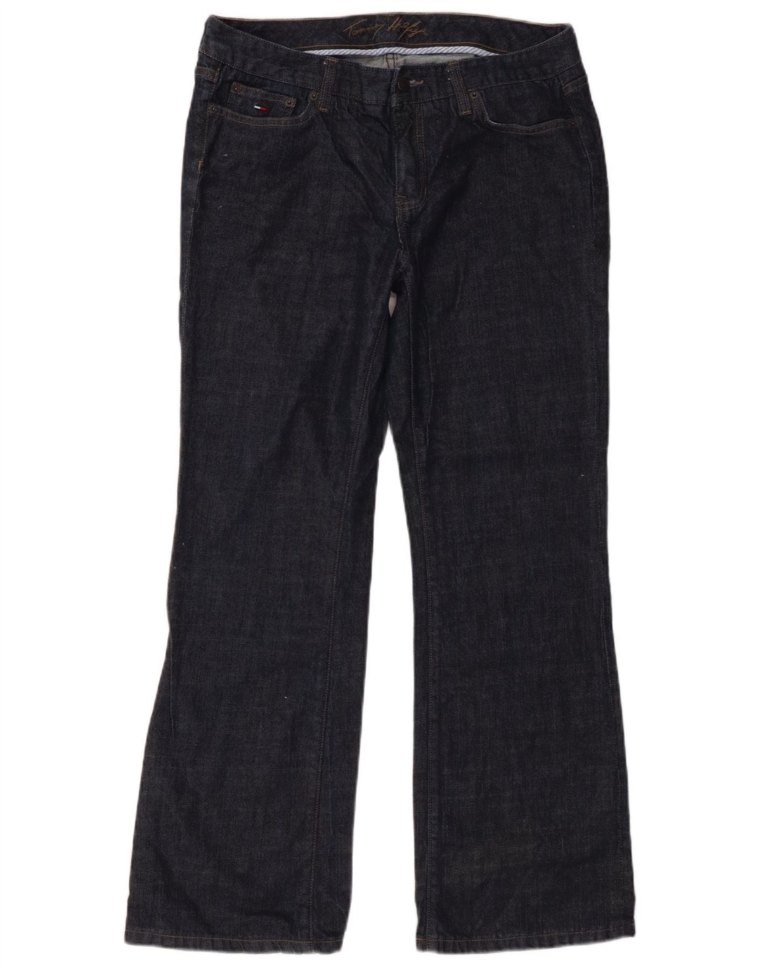 Jeans feminino Tommy Hilfiger Bootcut US 10 grande W31 L30 azul marinho algodão