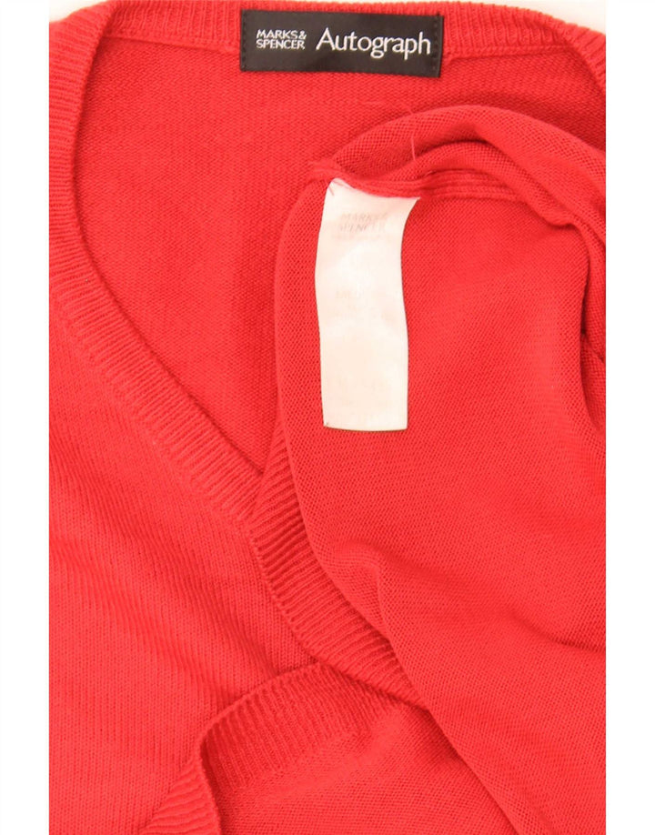 Suéter masculino Marks & Spencer Autograph com decote em V vermelho médio