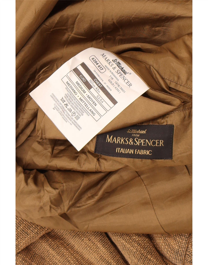 Jaqueta blazer masculina de 3 botões Marks & Spencer Reino Unido 38 marrom médio manchado