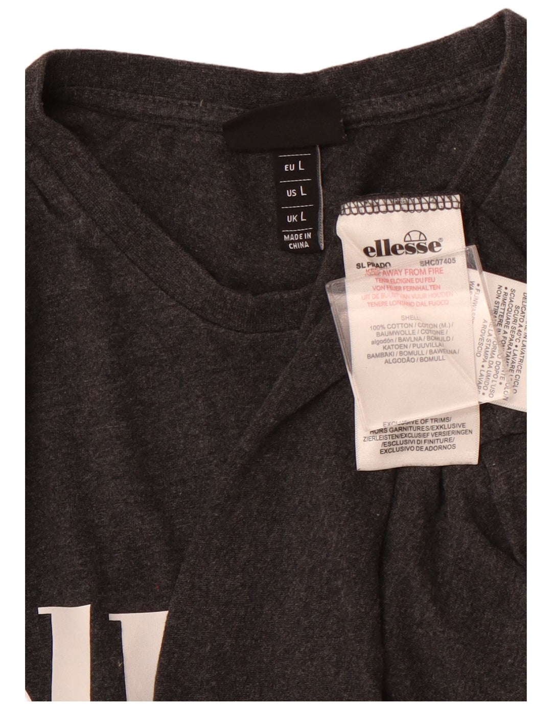 Camiseta feminina gráfica ELLESSE UK 14 grande algodão cinza