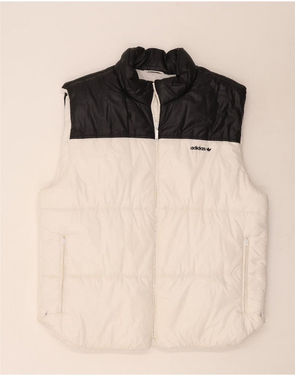 Colete acolchoado masculino Adidas UK 42 XL branco colorblock poliéster