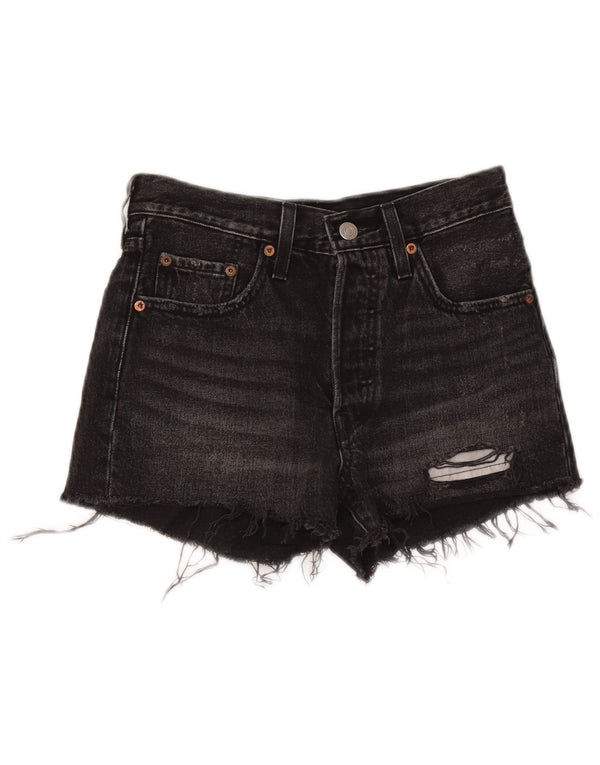 Shorts jeans feminino Levi's 501 desgastado W24 XS algodão preto