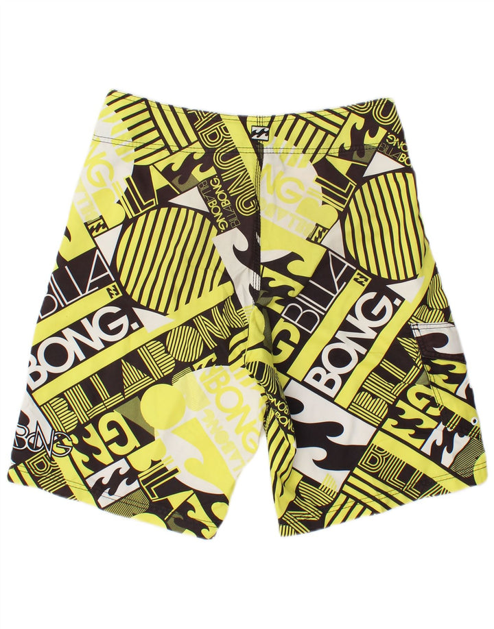 Billabong Mens Graphic Natação Shorts Poliéster Geométrico Amarelo Médio