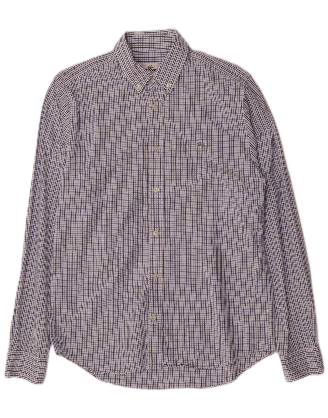 Camisa masculina Lacoste Regular Fit tamanho 39 algodão xadrez azul médio