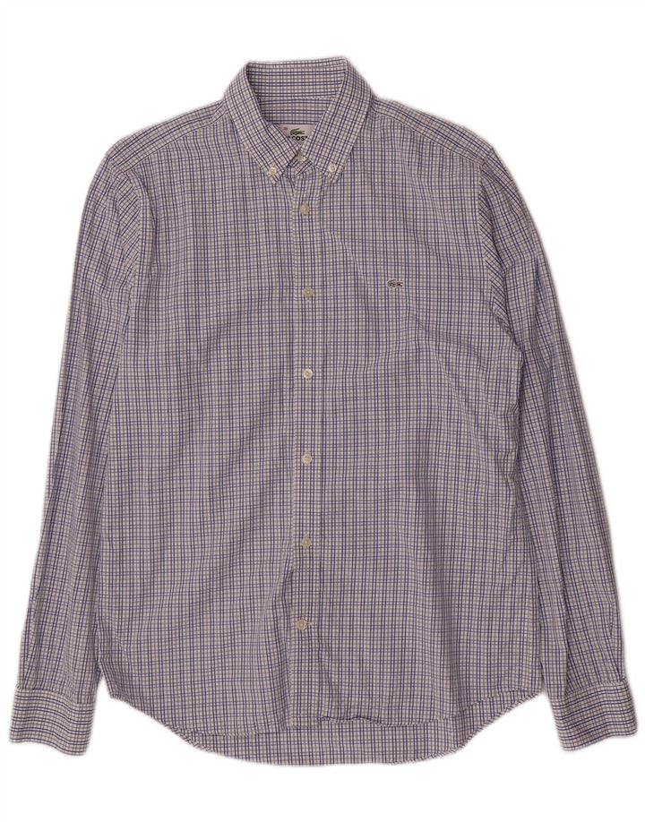 Camisa masculina Lacoste Regular Fit tamanho 39 algodão xadrez azul médio
