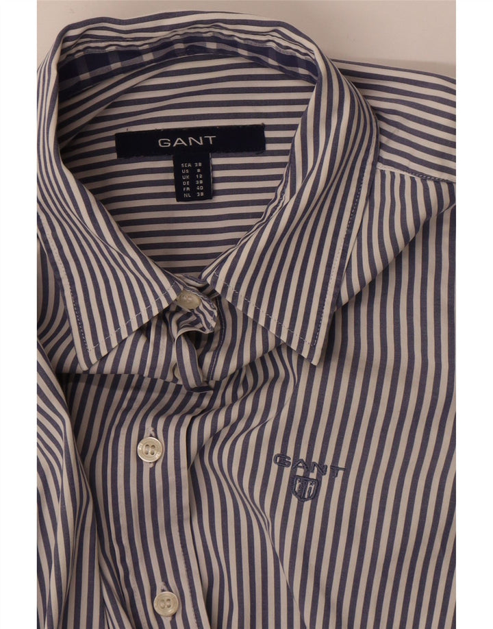 Camisa feminina Gant UK 12 risca de giz azul médio