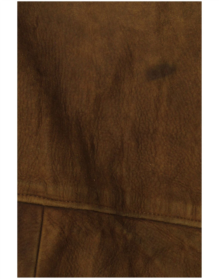 Jaqueta de couro masculina VINTAGE Reino Unido 38 couro cáqui médio