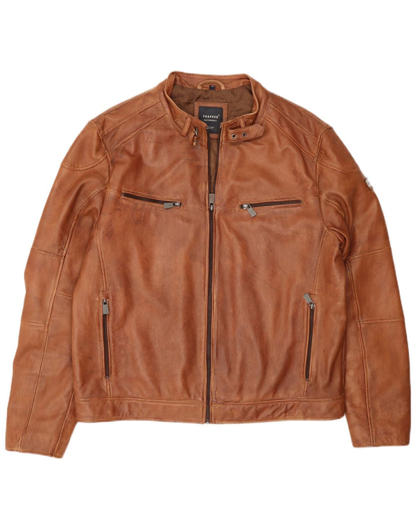 Jaqueta de couro masculina Trapper IT 56 3XL couro marrom