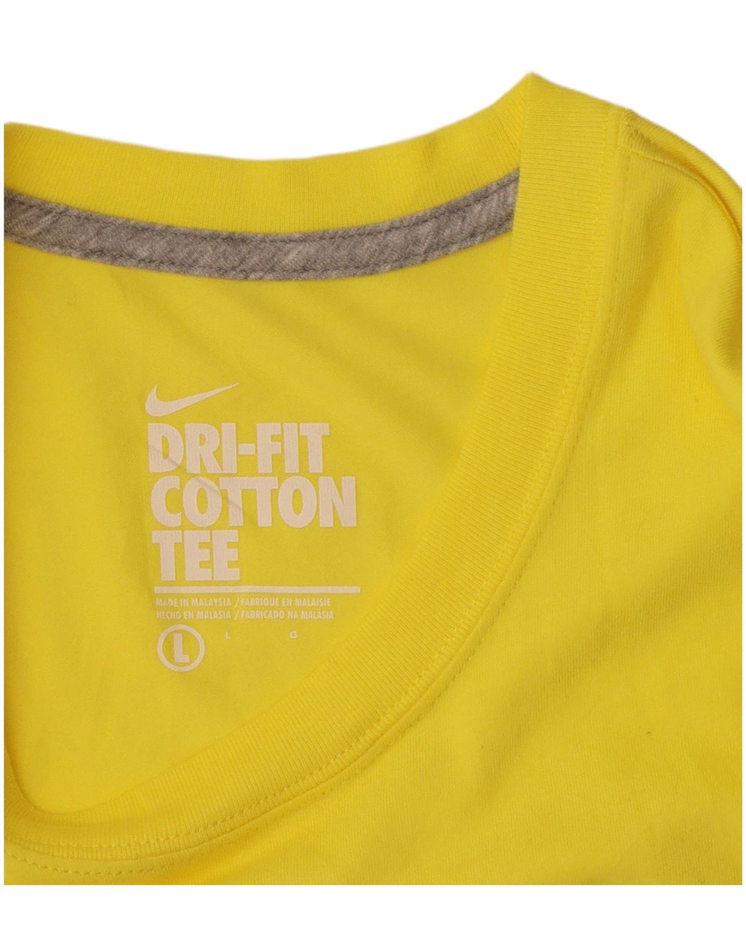 Camiseta masculina NIKE Dri Fit Graphic Top grande de algodão amarelo
