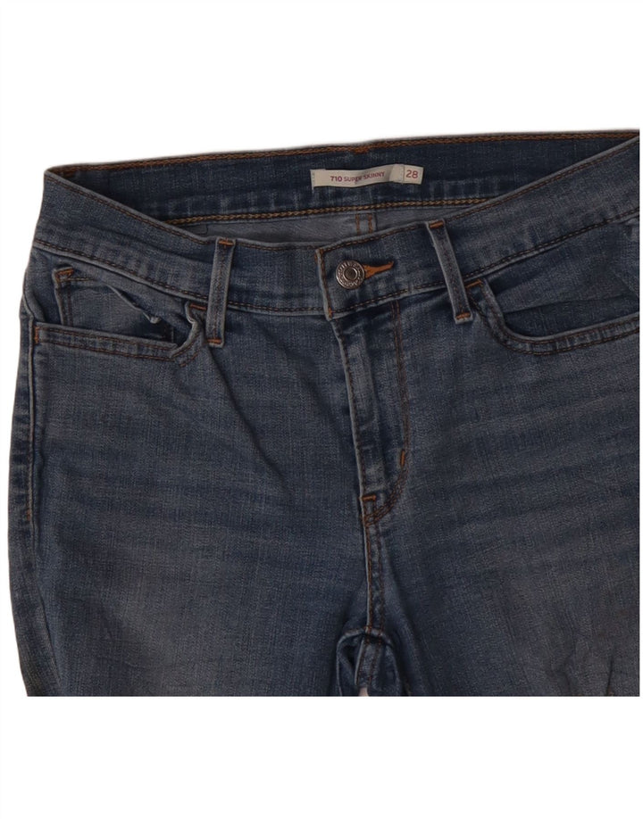 Calça jeans feminina LEVI'S 710 desgastada super skinny W28 L30 azul poliéster