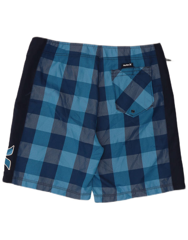 Shorts de natação masculino Hurley Graphic grande poliéster xadrez azul