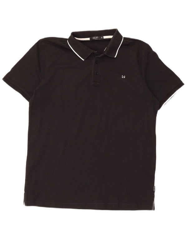 Camisa polo masculina Liu Jo de algodão preto médio