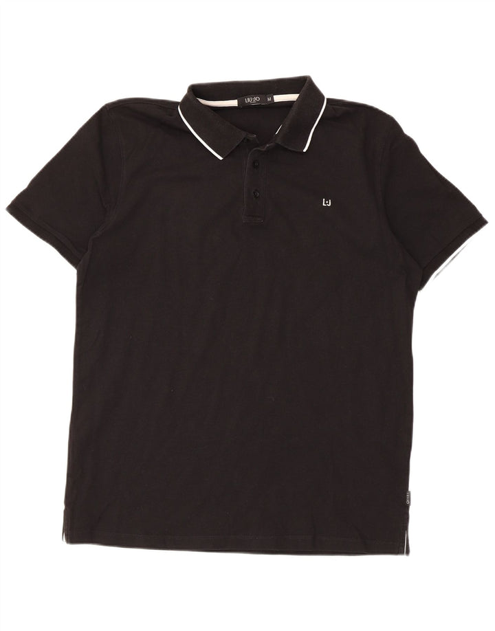 Camisa polo masculina Liu Jo de algodão preto médio