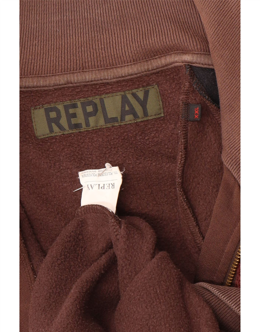 Replay Mens Graphic Tracksuit Top Jacket 2XL Marrom Colourblock Poliéster