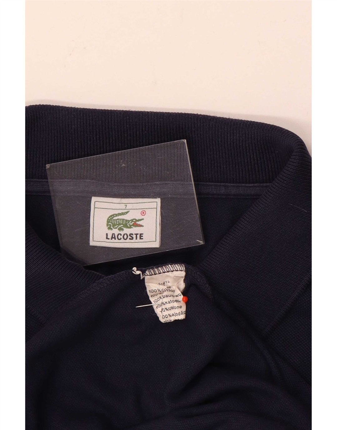 Camisa polo masculina Lacoste tamanho 7 2XL algodão azul marinho