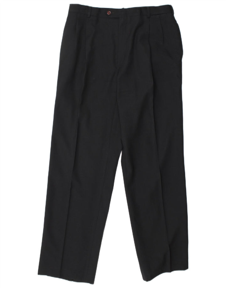 Egon Von Furstenberg Masculino Reino Unido 40 Grande W32 L32 Lã Virgem Preta