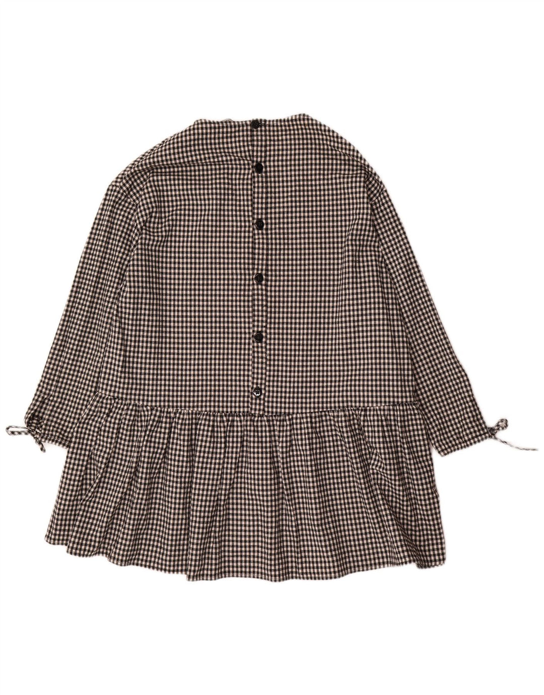 Vestido básico feminino Zara manga 3/4 oversized Reino Unido 10 pequeno preto guingão