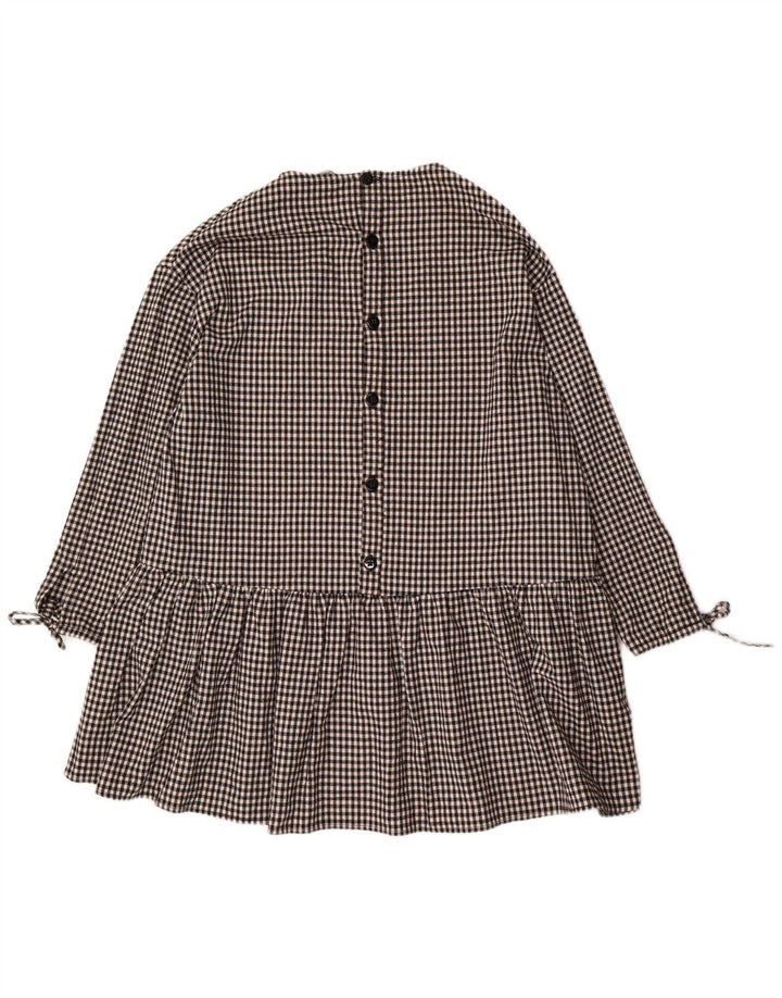 Vestido básico feminino Zara manga 3/4 oversized Reino Unido 10 pequeno preto guingão