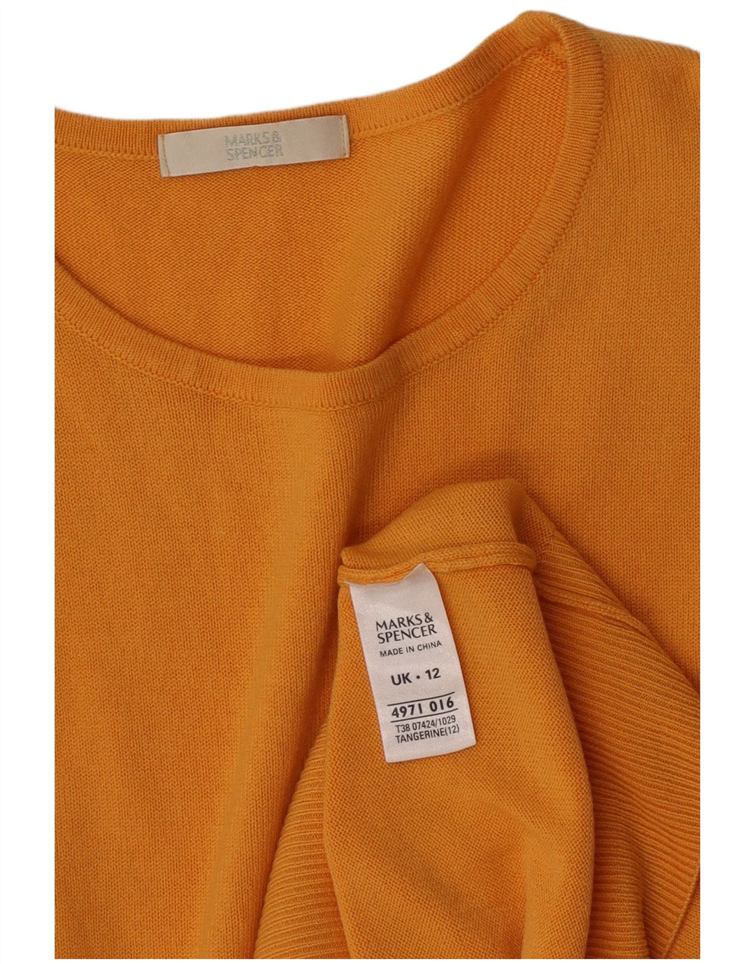 Suéter feminino Marks & Spencer com gola redonda Reino Unido 12 acrílico laranja médio