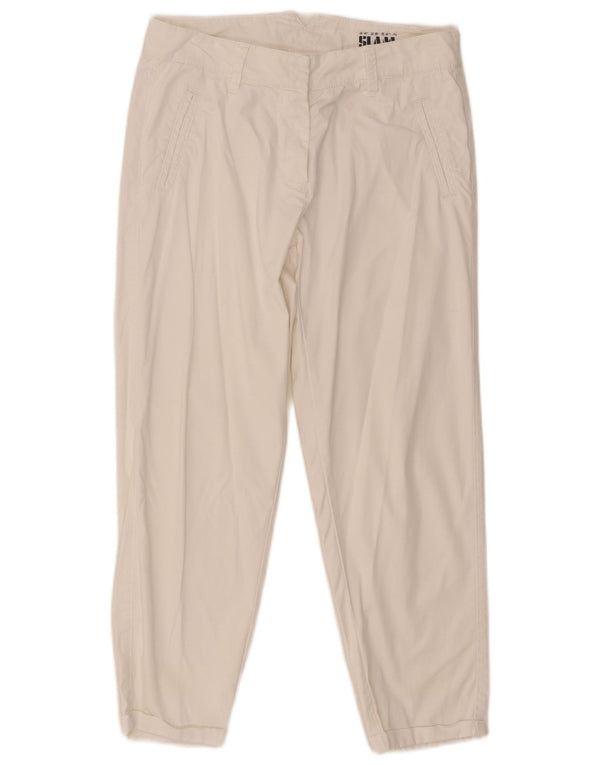 Calça feminina cortada slim Slam IT 38 pequena W28 L25 algodão branco