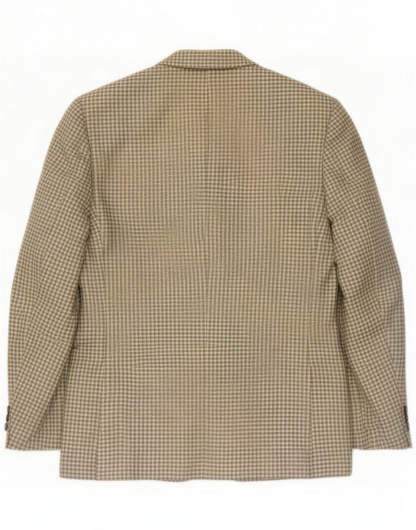 Stefanel Mens 3 Button Blazer Jacket IT 46 Small Grey Check Wool