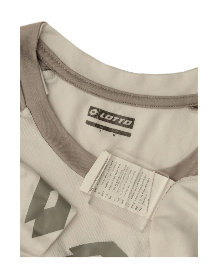 Camiseta gráfica masculina LOTTO Top médio branco colorblock poliéster
