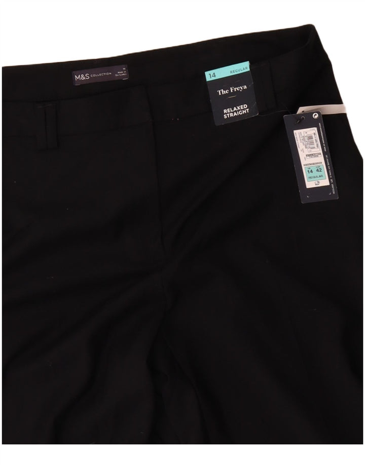 Calça Chino Feminina Relaxada MARKS & SPENCER Reino Unido 14 Grande W36 L30 Preta