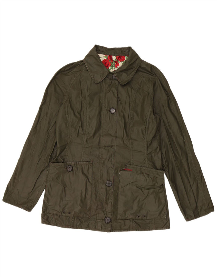 Jaqueta feminina de algodão encerado Barbour UK 10 pequena cáqui