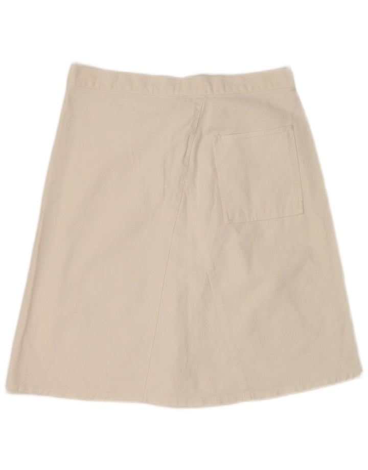 Saia jeans feminina Benetton A-Line IT 44 médio W30 algodão branco